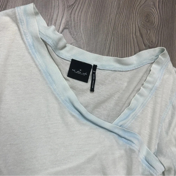 Urban Outfitters Light Blue Sheer Cropped Top with Asymmetrical Neckline - Picture 2 of 2